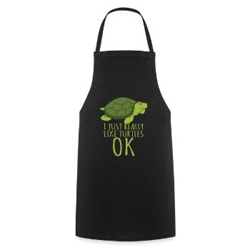 Turtle T Shirt - I Just Really Like Turtles, Ok! - Kochschürze - Schwarz - Vorne - AI Model Male 185 dark (185cm)