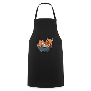 Ramen Cats Anime Apparel - Cooking Apron - black - Front - AI Model Male 185 dark (185cm)