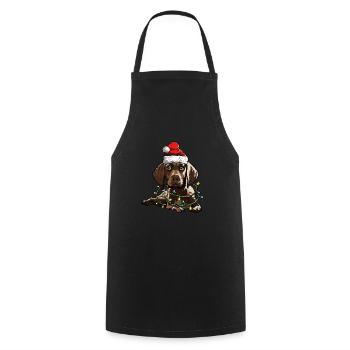 français cheveux courts Noël chiens cadeau - Tablier de cuisine - noir - Devant - AI Model Male 185 dark (185cm)
