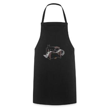 Klavier Musik Katze - Kochschürze - Schwarz - Vorne - AI Model Male 185 dark (185cm)