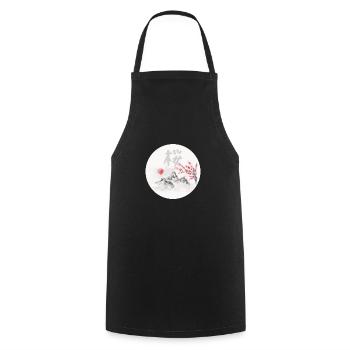 Japanese cherry blossom tree sakura - Cooking Apron - black - Front - AI Model Male 185 dark (185cm)