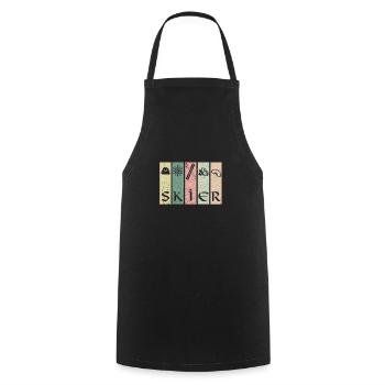 Powder Skiing Skier Apres Ski Gift - Cooking Apron - black - Front - AI Model Male 185 dark (185cm)
