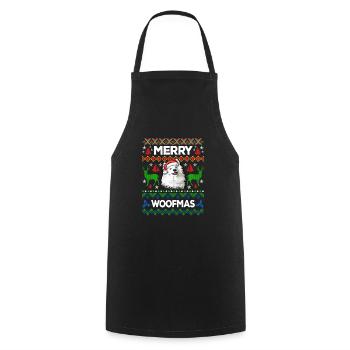 Merry Woofmas Ugly Sweater Samojede - Tablier de cuisine - noir - Devant - AI Model Male 185 dark (185cm)