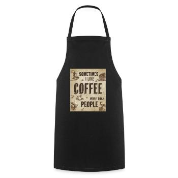 J'aime le café plus que les gens I Cafe Love Fun - Tablier de cuisine - noir - Devant - AI Model Male 185 dark (185cm)