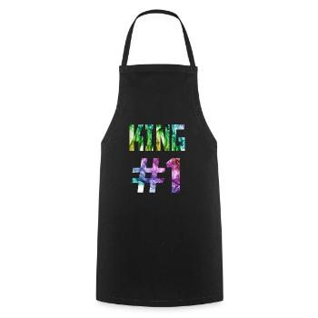 KING 01, King # 1, Queen Design in the store - Cooking Apron - black - Front - AI Model Male 185 dark (185cm)