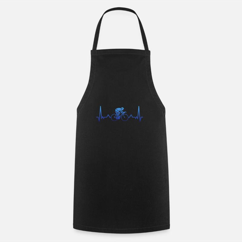 Cycling Heartbeat Cyclist Cycle Gift - Cooking Apron - black