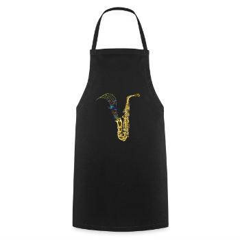 Musique de saxophone - Tablier de cuisine - noir - Devant - AI Model Male 185 dark (185cm)