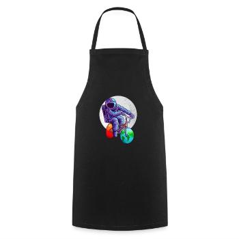 Espace astronaute vélo lune mars terre planète - Tablier de cuisine - noir - Devant - AI Model Male 185 dark (185cm)