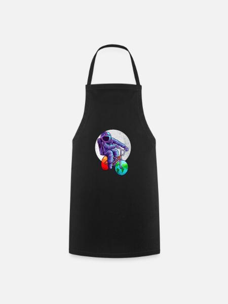 Espace astronaute vélo lune mars terre planète - Tablier de cuisine - noir