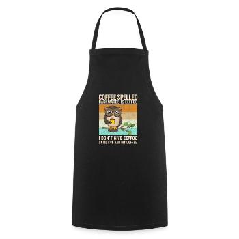 Coffee Spelled Backwards Is EEFFOC Owl Drink - Cooking Apron - black - Front - AI Model Male 185 dark (185cm)