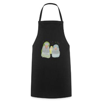 Famille de perruches moines - Tablier de cuisine - noir - Devant - AI Model Male 185 dark (185cm)