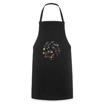 Fleurs Volley-ball - Tablier de cuisine - noir - Devant - AI Model Male 185 dark (185cm)