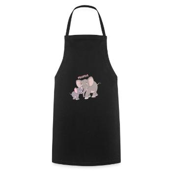 Cute elephant mom child bond - Cooking Apron - black - Front - AI Model Male 185 dark (185cm)