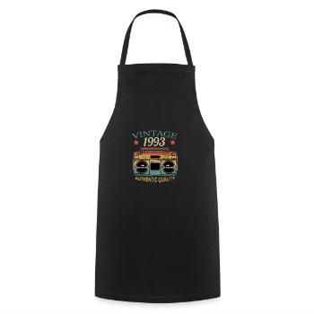 Vintage 1993 Anniversaire Radio Authentic Quality - Tablier de cuisine - noir - Devant - AI Model Male 185 dark (185cm)
