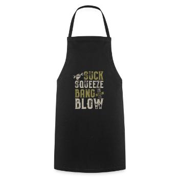 Suck Squeeze Bang Blow Funny Mechanic Car Piston - Cooking Apron - black - Front - AI Model Male 185 dark (185cm)