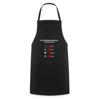 Database Developer, CRUD, Databases, SQL, DBA - Cooking Apron - black - Front - AI Model Male 185 dark (185cm)