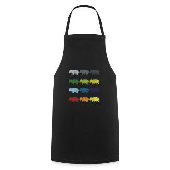 Neon Pop Art Retro Hippo Animal Gift - Cooking Apron - black - Front - AI Model Male 185 dark (185cm)