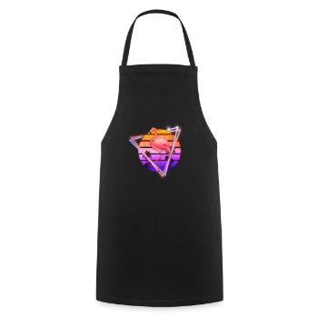 Flamingo Synthwave Retro Old School Cadeau - Tablier de cuisine - noir - Devant - AI Model Male 185 dark (185cm)