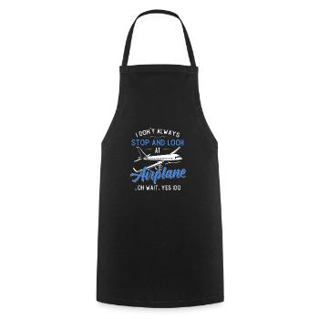 Aviator airplane flying runway gift - Cooking Apron - black - Front - AI Model Male 185 dark (185cm)