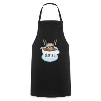 Sloth With Coffee - Cooking Apron - black - Front - AI Model Male 185 dark (185cm)
