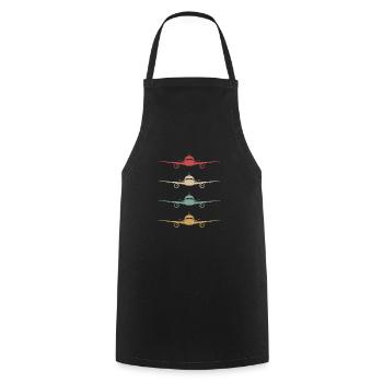 Vintage pilot airplane passenger airplane flying - Cooking Apron - black - Front - AI Model Male 185 dark (185cm)
