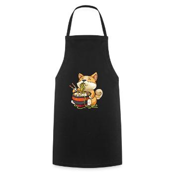 Corgi dog eats bowl of ramen pho noodle soup - Cooking Apron - black - Front - AI Model Male 185 dark (185cm)