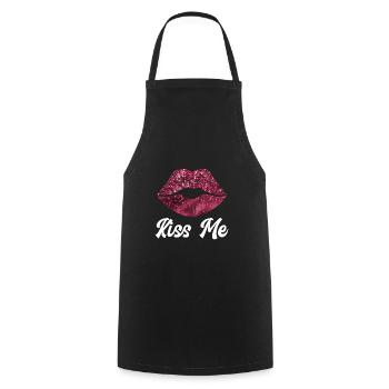 le rouge à lèvres embrasse les lèvres embrasse-moi - Tablier de cuisine - noir - Devant - AI Model Male 185 dark (185cm)
