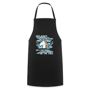 Unicorn Beauty Unicorn - Cooking Apron - black - Front - AI Model Male 185 dark (185cm)
