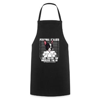 Dessin animé drôle d'amant de chien de Boston Terrier - Tablier de cuisine - noir - Devant - AI Model Male 185 dark (185cm)
