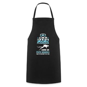 papa plongeur cadeau plongée sous marine - Tablier de cuisine - noir - Devant - AI Model Male 185 dark (185cm)
