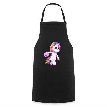 Licorne mignonne avec boule de bowling - Tablier de cuisine - noir - Devant - AI Model Male 185 dark (185cm)
