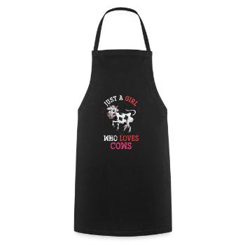 Vache fille ferme - Tablier de cuisine - noir - Devant - AI Model Male 185 dark (185cm)