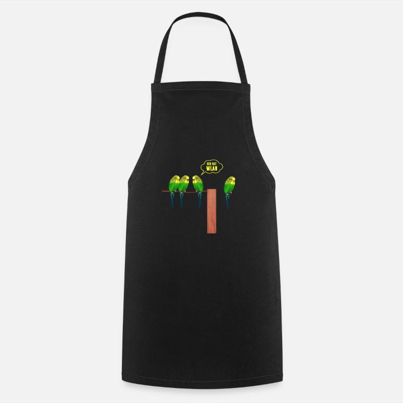 He has wifi budgie - Cooking Apron - black