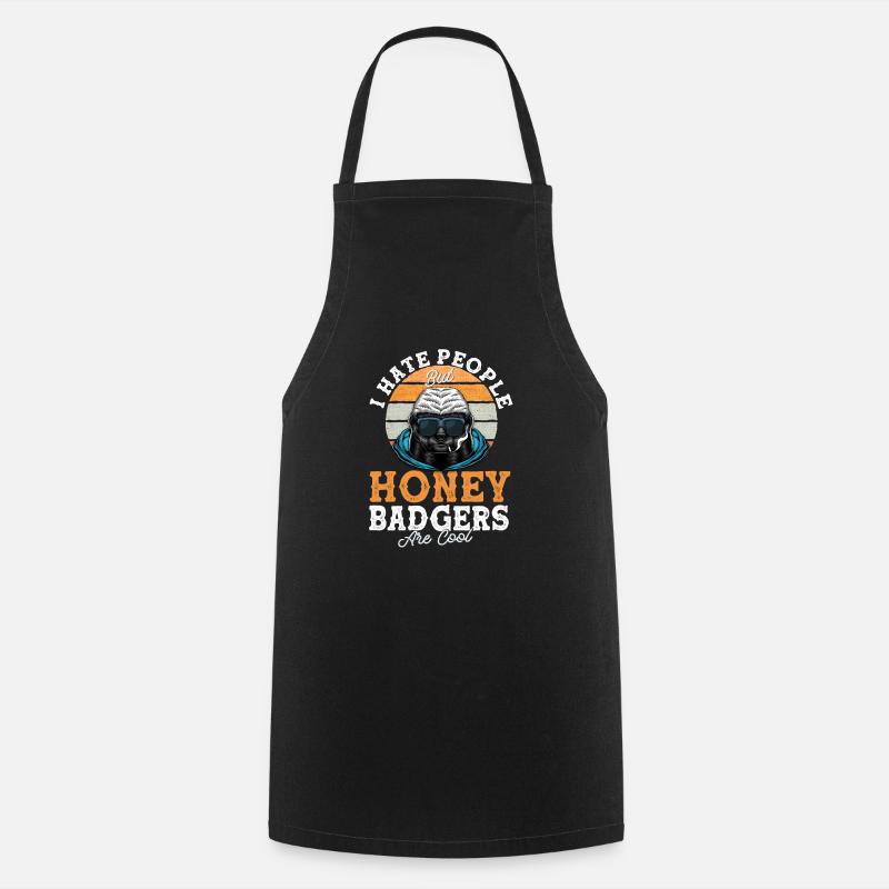 Honigdachs Honey Badger I Hate People Geschenk - Kochschürze - Schwarz