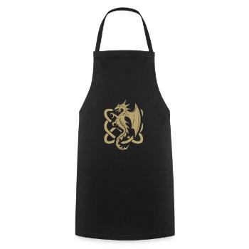 Celtic Dragon Irish Folk Dragon Graphic - Cooking Apron - black - Front - AI Model Male 185 dark (185cm)