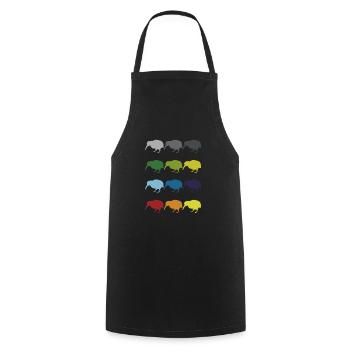 Neon Pop Art Retro Kiwi oiseau de course Idée cadeau - Tablier de cuisine - noir - Devant - AI Model Male 185 dark (185cm)