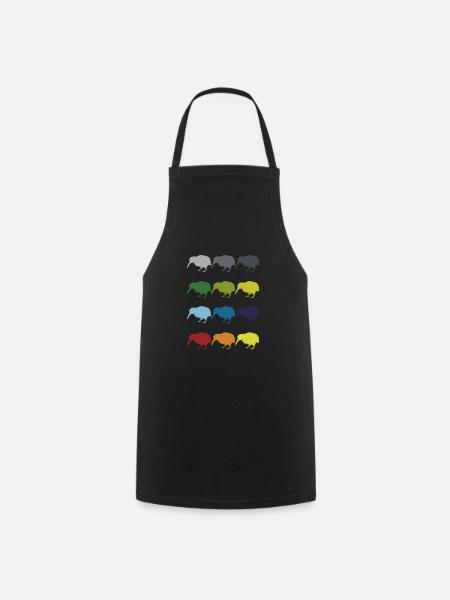 Neon Pop Art Retro Kiwi oiseau de course Idée cadeau - Tablier de cuisine - noir