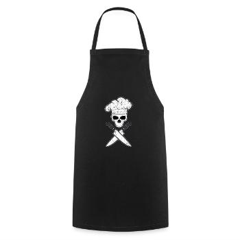 Hobby Koch Chefkoch Totenkopf Tattoo Barbecue - Kochschürze - Schwarz - Vorne - AI Model Male 185 dark (185cm)