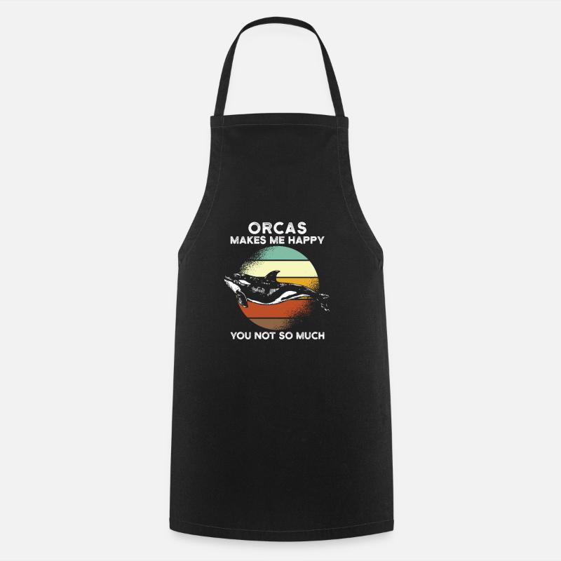 Orcas make me happy - Cooking Apron - black
