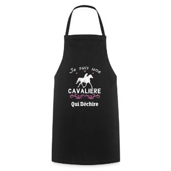 T-shirt cadeau cavalière - équitation qui déchire - Tablier de cuisine - noir - Devant - AI Model Male 185 dark (185cm)