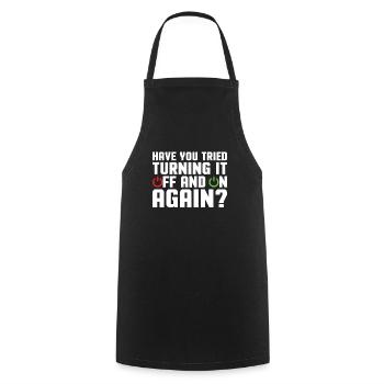 Support Programmer Tech Admin Funny Sayings - Cooking Apron - black - Front - AI Model Male 185 dark (185cm)