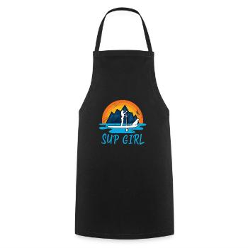 Paddleboarding Sup Girl Dog Retro Gift - Cooking Apron - black - Front - AI Model Male 185 dark (185cm)
