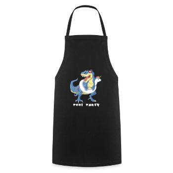 Dinosaurier-Pool-Party - Kochschürze - Schwarz - Vorne - AI Model Male 185 dark (185cm)