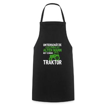 Unterschätze niemals einen alten mit einem Traktor - Kochschürze - Schwarz - Vorne - AI Model Male 185 dark (185cm)