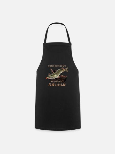Hecht Angler Spruch lustiges Fischer Geschenk - Kochschürze - Schwarz