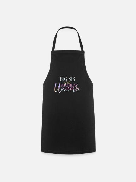 Big Sis of the Birthday Unicorn Squad Themed Party - Cooking Apron - black