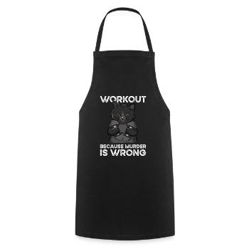 Workout Because Murder Is Wrong chat - Tablier de cuisine - noir - Devant - AI Model Male 185 dark (185cm)