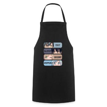 Eat Sleep Anime Repeat - Cooking Apron - black - Front - AI Model Male 185 dark (185cm)