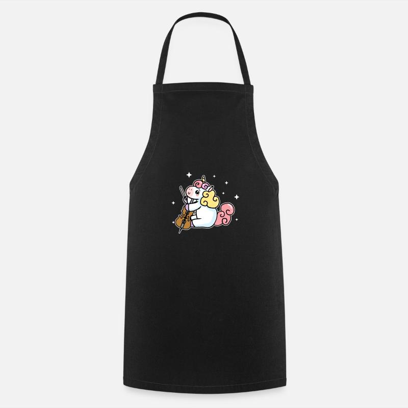 Licorne douce joue au violoncelle amant - Tablier de cuisine - noir