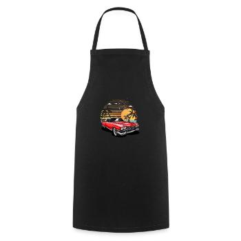 Vintage Custom Car sur la plage - Tablier de cuisine - noir - Devant - AI Model Male 185 dark (185cm)